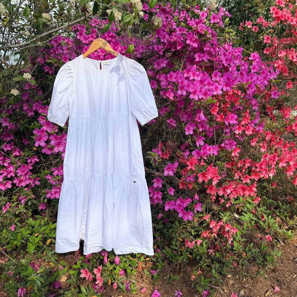 Wilfred White Cotton Babydoll Dress Puff Sleeves Tiered XS Summer Cottagecore